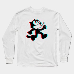 Retro 3D Glasses Style - Felix the Cat whistling Long Sleeve T-Shirt